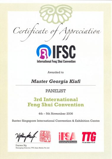 Georgis Kiafi - Certificate - The Feng Shui Life