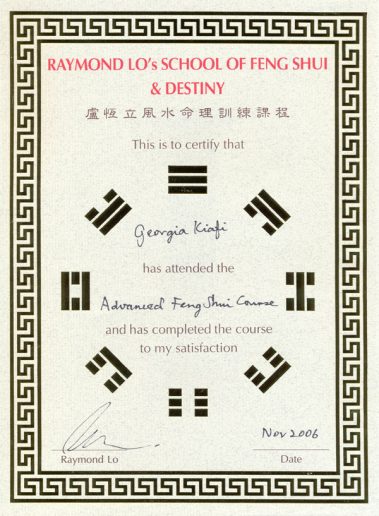 Georgis Kiafi - Certificate - The Feng Shui Life