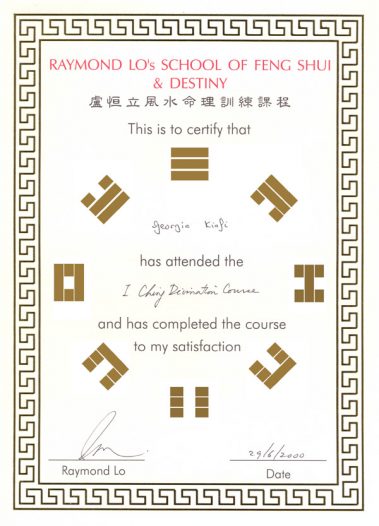 Georgis Kiafi - Certificate - The Feng Shui Life