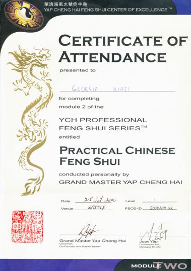 Georgis Kiafi - Certificate - The Feng Shui Life